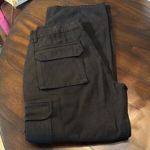 Denim Cargo Utility Wide Leg high waist pockets soft cotton denim Pants NWOT